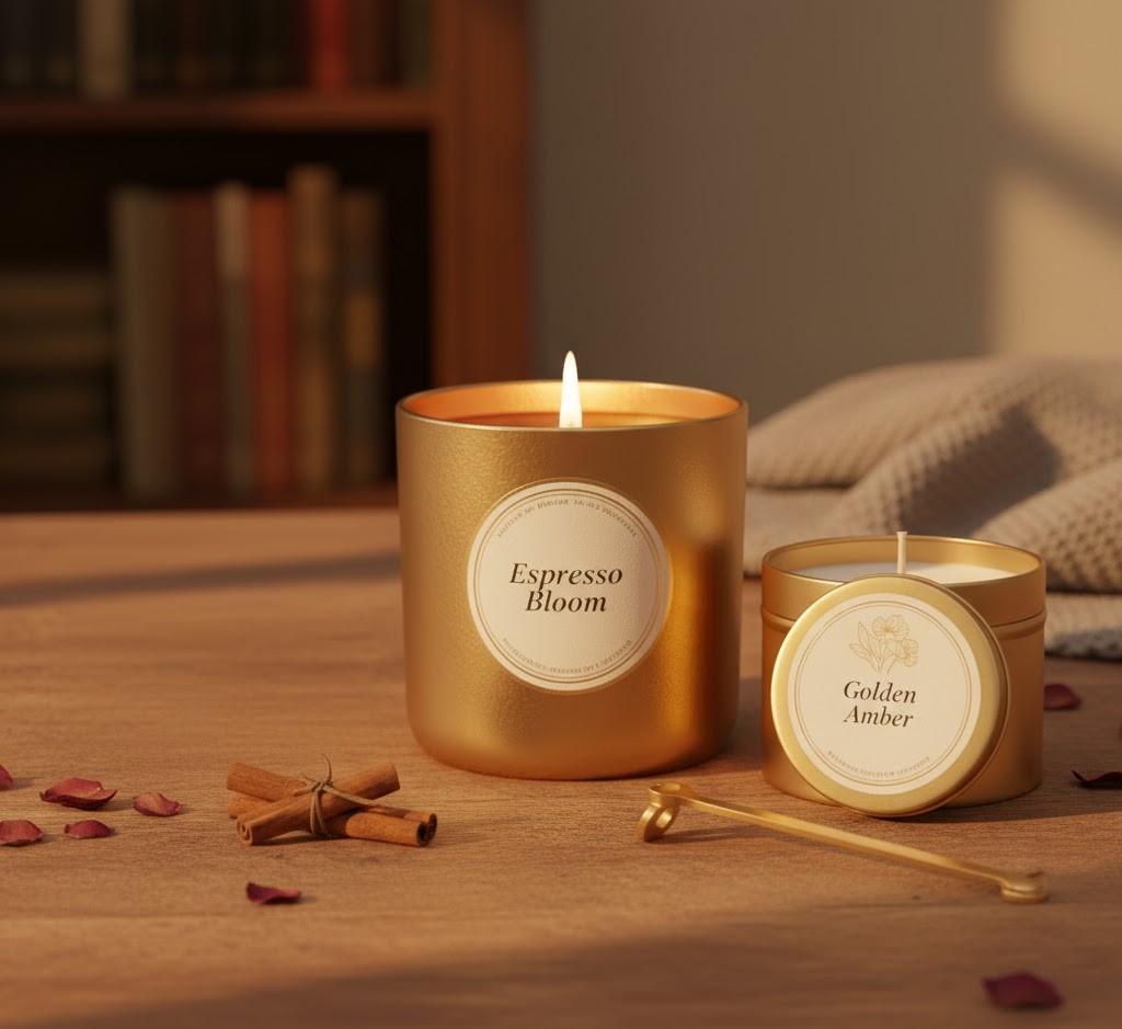 Amber scented candle