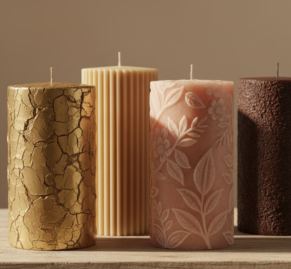 Textured pillar candles