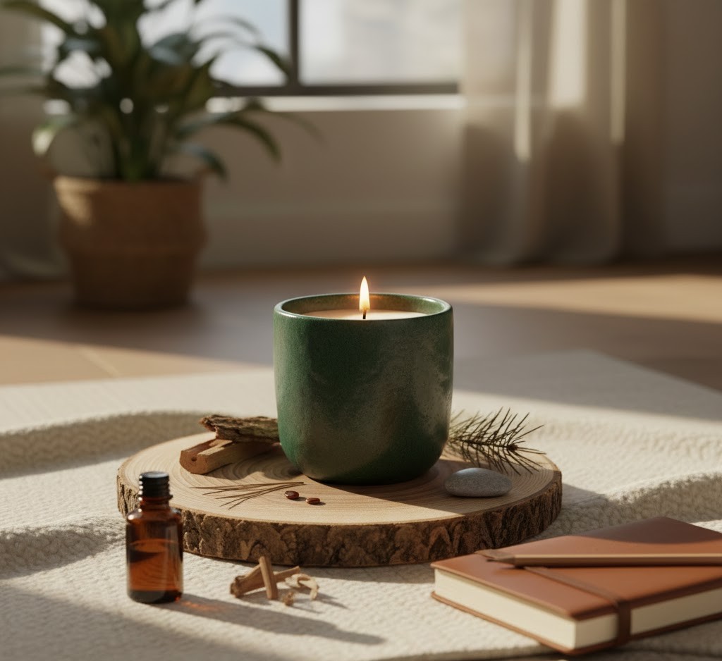 Woody scented candles