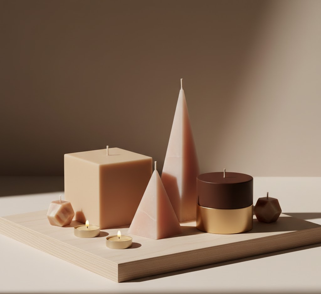 Geometric sculptural candles